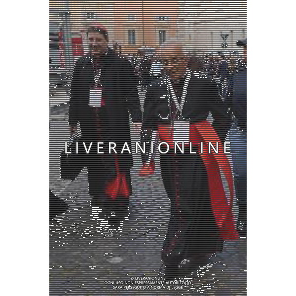 Città del Vaticano - 25 Aprile 2025 Arrivi ed Uscite dalla congregazione dei Cardinali Nella Foto: Cardinale Frank Leo e Cardinale Jorge Enrique Jimenez Carvajal  Andrea Bracaglia - AGENZIA ALDO LIVERANI SAS