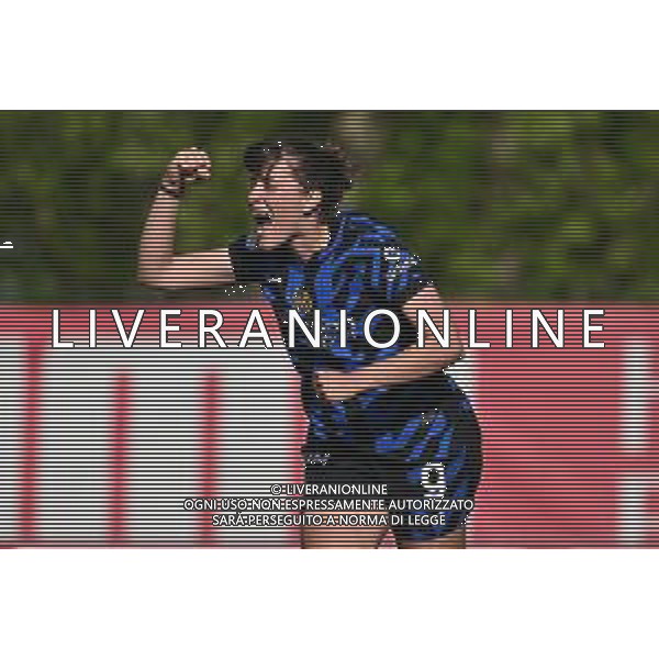 TVRG Milan vs Inter nella foto Elisa Polli (Inter) esultanza dopo il gol del 2 a 1 Milano 25-04-2025 Centro Sportivo Peppino Vismara Campionato Serie A Femminile eBay - 8a giornata Poule Scudetto foto Roberto Garavaglia/Agenzia Aldo Liverani sas