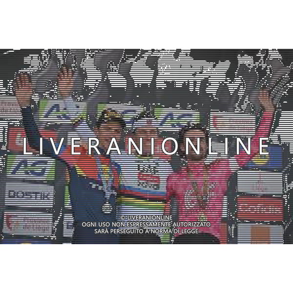 27-04-2025 Liege - Bastogne - Liege; 2025, Uae Team Emirates - Xrg; 2025, Lidl - Trek; 2025, Ef Education - Easypost; Pogacar, Tadej; Ciccone, Giulio; Healy, Ben; Liegi; FOTO STEFANO SIROTTI-AG ALDO LIVERANI SAS