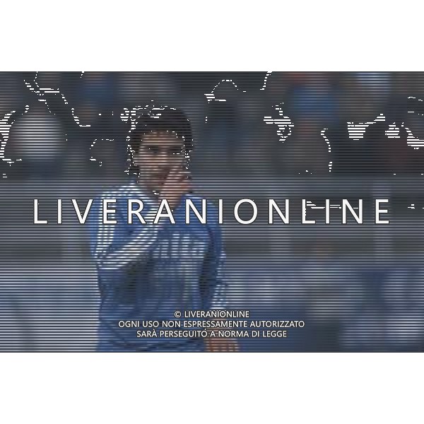 DIAP-RETROSPETTIVA STEFANO BORGONOVO CALCIATORE NELLA FOTO STEFANO BORGONOVO CON LA MAGLIA DEL COMO CALCIO AG ALDO LIVERANI SAS