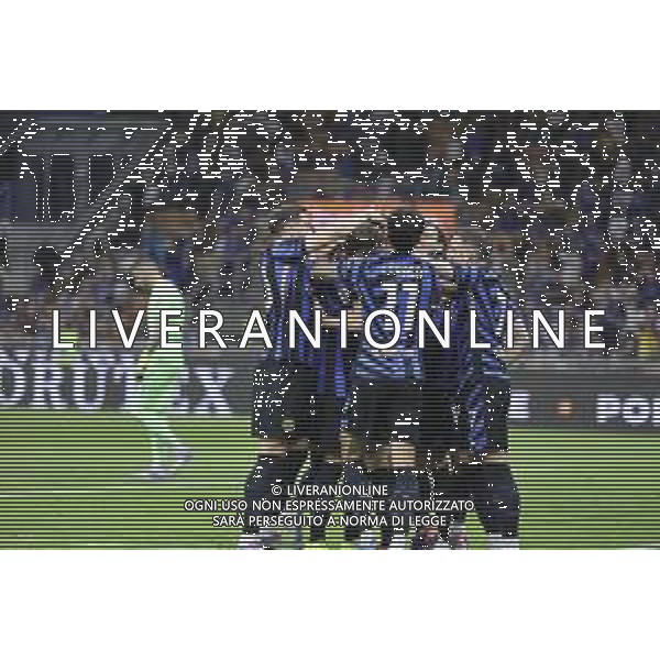 Kristjan Asllani of Inter FC celebrates after scoring during Inter FC vs Hellas Verona FC, 35° Serie A Enilive 2024-25 game at Giuseppe Meazza - San Siro stadium in Milano (MI), Italy, on April 06, 2025. (Photo by Davide Casentini)- AGENZIA ALDO LIVERANI SAS