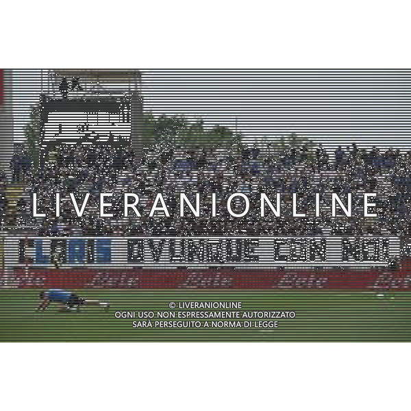 TVRG Monza vs Atalanta nella foto striscione per il tifoso atalantino morto questa notte a causa di una coltellata al termine di una lite degenerata e iniziata per rivalita\' di tifo calcistico Monza 04-05-2025 U-Power Stadium Campionato Serie A Enilive - 35a giornata © foto Roberto Garavaglia/Agenzia Aldo Liverani sas