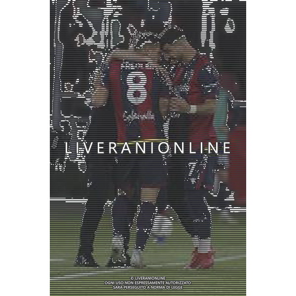 Vincenzo Italiano Head Coach of Bologna FC celebrates with Remo Freuler of Bologna FC and Riccardo Orsolini of Bologna FC during Bologna BFC vs Juventus F, 35° Serie A Enilive 2024-25 game at Renato Dall\'Ara stadium in Bologna (BO), Italy, on May 04, 2025. (Photo by Davide Casentini)- AGENZIA ALDO LIVERANI SAS