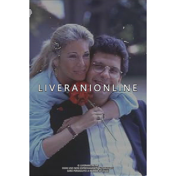 DIAP-RETROSPETTIVA FABRIZIO FRIZZICONDUTTORE TELEVISIVO NELLA FOTO FABRIZIO FRIZZI CON RITA DALLA CHIESA NELL\'ANNO 1989 ©ARCHIVIO / AGENZIA ALDO LIVERANI SAS
