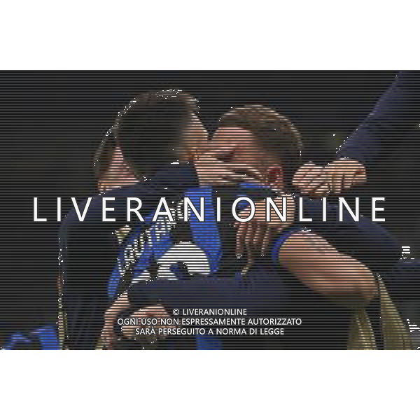 Inter vs Barcellona nella foto giocatori Inter esultanza dopo il gol dell\'1 a 0 Lautaro Martinez Milano 06-05-2025 Stadio Giuseppe Meazza - San Siro UEFA Champions League - semifinali gara di ritorno foto Roberto Garavaglia/Agenzia Aldo Liverani sas