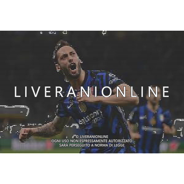 Inter vs Barcellona nella foto Hakan Calhanoglu (Inter) esultanza dopo il gol del 2 a 0 Milano 06-05-2025 Stadio Giuseppe Meazza - San Siro UEFA Champions League - semifinali gara di ritorno foto Roberto Garavaglia/Agenzia Aldo Liverani sas