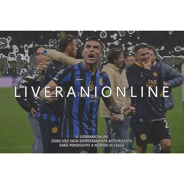 Inter vs Barcellona nella foto Lautaro Martinez (Inter) esultanza a fine partita Milano 06-05-2025 Stadio Giuseppe Meazza - San Siro UEFA Champions League - semifinali gara di ritorno foto Roberto Garavaglia/Agenzia Aldo Liverani sas