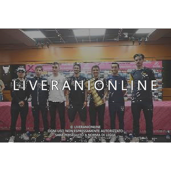 08-05-2025 Vigilia Giro D\'italia 2025; 2025, Q36.5; 2025, Lidl - Trek; 2025, Uae Team Emirates - Xrg; 2025, Red Bull - Bora Hansgrohe; 2025, Ef Education - Easypost; 2025, Ineos Grenadiers; 2025, Visma - Lease A Bike; Pidcock, Thomas; Ciccone, Giulio; Ayuso Pesquera, Juan; Roglic, Primoz; Carapaz Antonio, Richard Antonio; Bernal Gomez, Arley; Van Aert, Wout; Tirana; ©SIROTTI - AGENZIA ALDO LIVERANI SAS