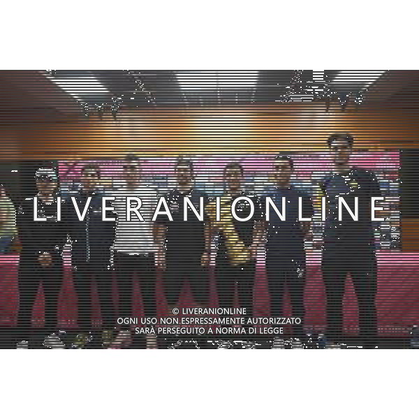 08-05-2025 Vigilia Giro D\'italia 2025; 2025, Q36.5; 2025, Lidl - Trek; 2025, Uae Team Emirates - Xrg; 2025, Red Bull - Bora Hansgrohe; 2025, Ef Education - Easypost; 2025, Ineos Grenadiers; 2025, Visma - Lease A Bike; Pidcock, Thomas; Ciccone, Giulio; Ayuso Pesquera, Juan; Roglic, Primoz; Carapaz Antonio, Richard Antonio; Bernal Gomez, Arley; Van Aert, Wout; Tirana; ©SIROTTI - AGENZIA ALDO LIVERANI SAS