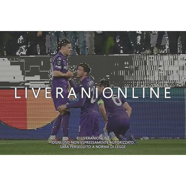 TVRG Fiorentina vs Real Betis nella foto giocatori Fiorentina esultanza dopo il gol del 2 a 1 Firenze 08-05-2025 Stadio Artemio Franchi UEFA Conference League - semifinale gara di ritorno foto Roberto Garavaglia/Agenzia Aldo Liverani sas