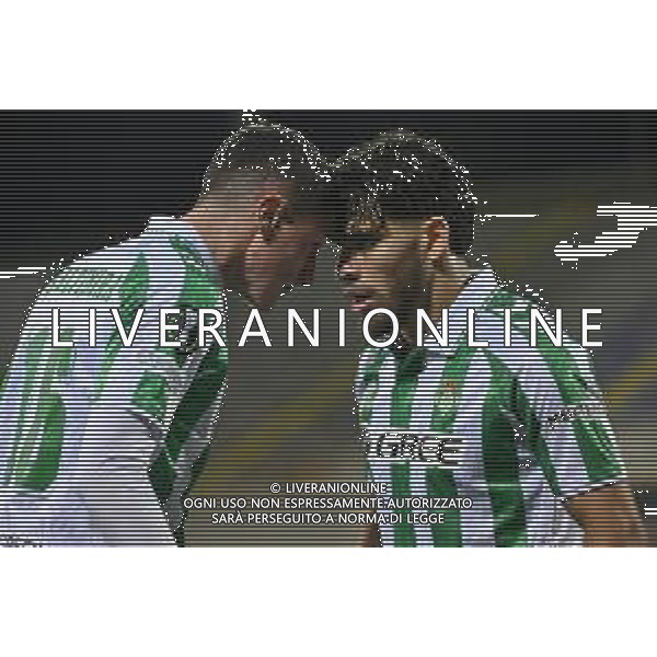 TVRG Fiorentina vs Real Betis nella foto Sergi Altimira (Real Betis) e Abdessamad Ezzalzouli (Real Betis) esultanza dopo il gol del 2 a 2 Firenze 08-05-2025 Stadio Artemio Franchi UEFA Conference League - semifinale gara di ritorno foto Roberto Garavaglia/Agenzia Aldo Liverani sas