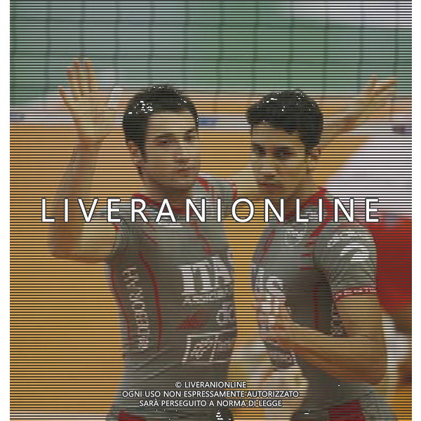 Lube banca marche macerata - itas diatec trentino Final eight Volley a Ferrara 26-01-2006 nella foto nascimento andre\' e savani cristian foto filippo venezia-ag.aldo liverani