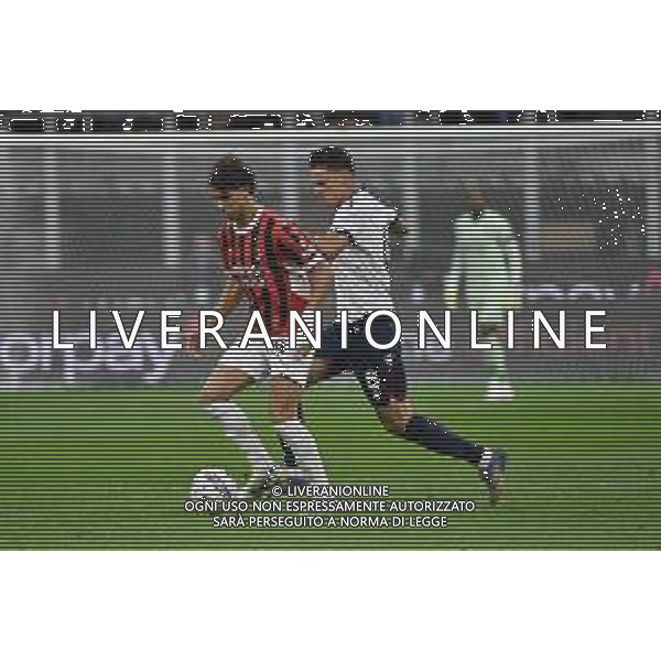 Milan vs Bologna nella foto Joao Felix Sequeira (Milan) e Nikola Moro (Bologna) Milano 09-05-2025 Stadio Giuseppe Meazza - San Siro Campionato Serie A Enilive - 36a giornata foto Roberto Garavaglia/Agenzia Aldo Liverani sas