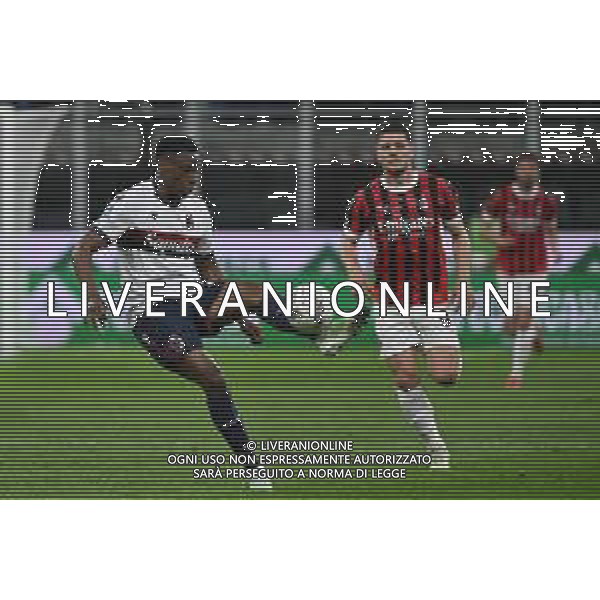 Milan vs Bologna nella foto Jhon Lucumi Bonilla (Bologna) e Luka Jovic (Milan) Milano 09-05-2025 Stadio Giuseppe Meazza - San Siro Campionato Serie A Enilive - 36a giornata foto Roberto Garavaglia/Agenzia Aldo Liverani sas
