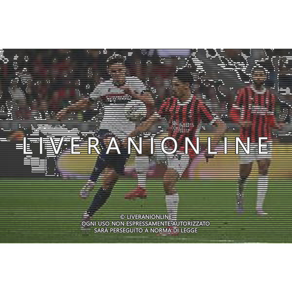 Milan vs Bologna nella foto Nikola Moro (Bologna) e Tijjani Reijnders (Milan) Milano 09-05-2025 Stadio Giuseppe Meazza - San Siro Campionato Serie A Enilive - 36a giornata foto Roberto Garavaglia/Agenzia Aldo Liverani sas
