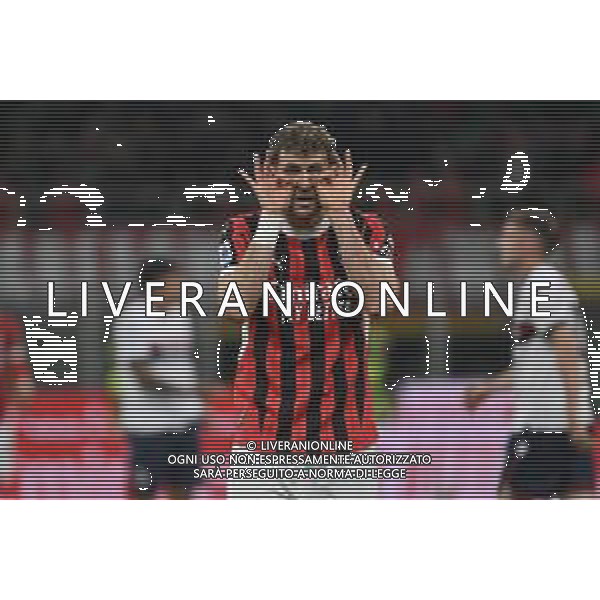 Milan vs Bologna nella foto Santiago Gimenez (Milan) esultanza dopo il gol dell\'1 a 1 Milano 09-05-2025 Stadio Giuseppe Meazza - San Siro Campionato Serie A Enilive - 36a giornata foto Roberto Garavaglia/Agenzia Aldo Liverani sas