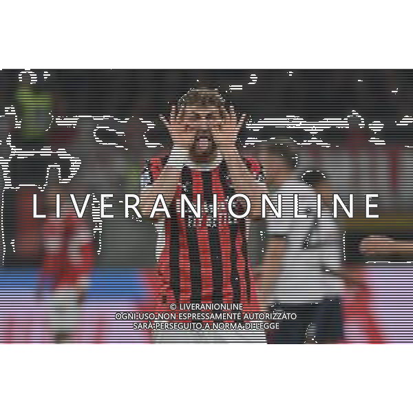 Milan vs Bologna nella foto Santiago Gimenez (Milan) esultanza dopo il gol dell\'1 a 1 Milano 09-05-2025 Stadio Giuseppe Meazza - San Siro Campionato Serie A Enilive - 36a giornata foto Roberto Garavaglia/Agenzia Aldo Liverani sas