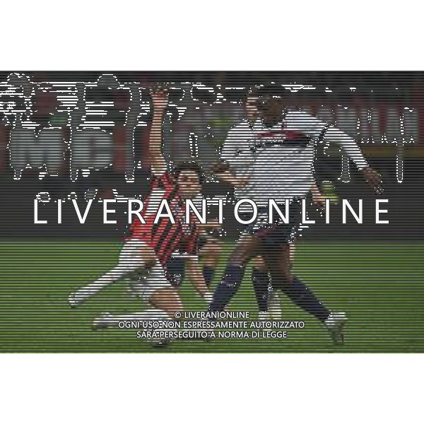Milan vs Bologna nella foto Joao Felix Sequeira (Milan) e Jhon Lucumi Bonilla (Bologna) Milano 09-05-2025 Stadio Giuseppe Meazza - San Siro Campionato Serie A Enilive - 36a giornata foto Roberto Garavaglia/Agenzia Aldo Liverani sas