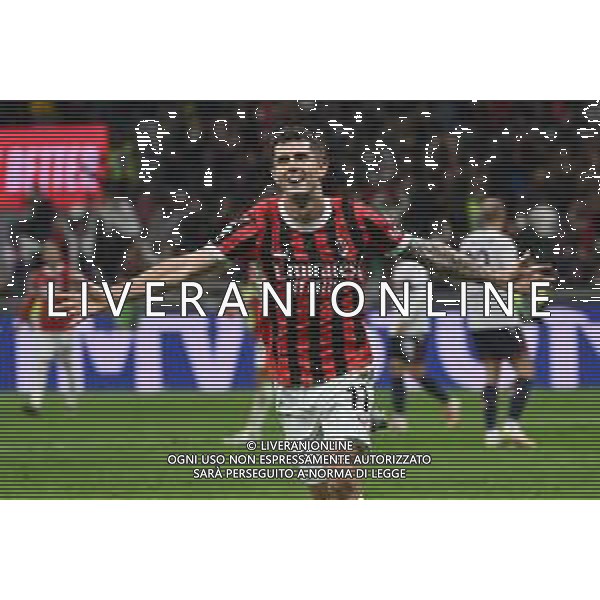 Milan vs Bologna nella foto Christian Mate Pulisic (Milan) esultanza dopo il gol del 2 a 1 Milano 09-05-2025 Stadio Giuseppe Meazza - San Siro Campionato Serie A Enilive - 36a giornata foto Roberto Garavaglia/Agenzia Aldo Liverani sas