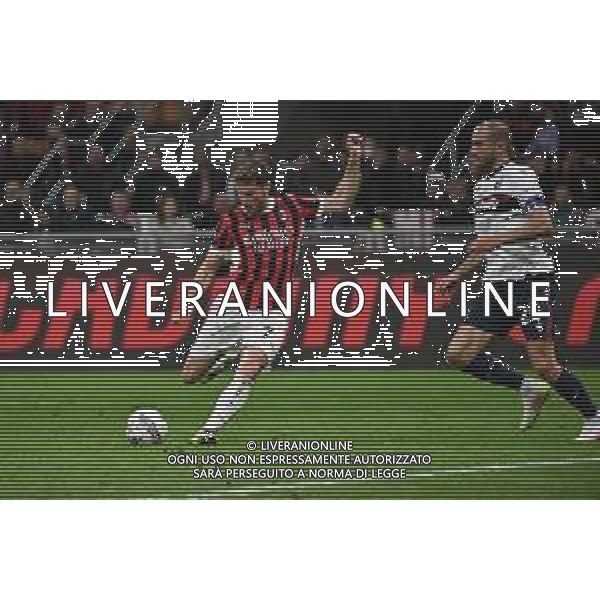 Milan vs Bologna nella foto Santiago Gimenez (Milan) segna il gol del 3 a 1 Milano 09-05-2025 Stadio Giuseppe Meazza - San Siro Campionato Serie A Enilive - 36a giornata foto Roberto Garavaglia/Agenzia Aldo Liverani sas