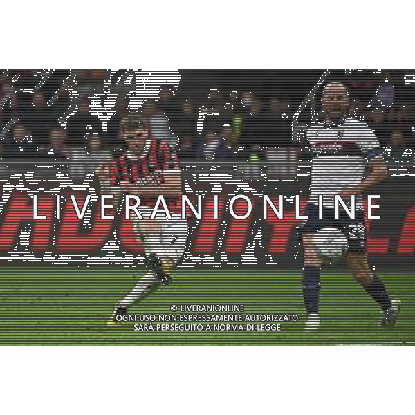 Milan vs Bologna nella foto Santiago Gimenez (Milan) segna il gol del 3 a 1 Milano 09-05-2025 Stadio Giuseppe Meazza - San Siro Campionato Serie A Enilive - 36a giornata foto Roberto Garavaglia/Agenzia Aldo Liverani sas