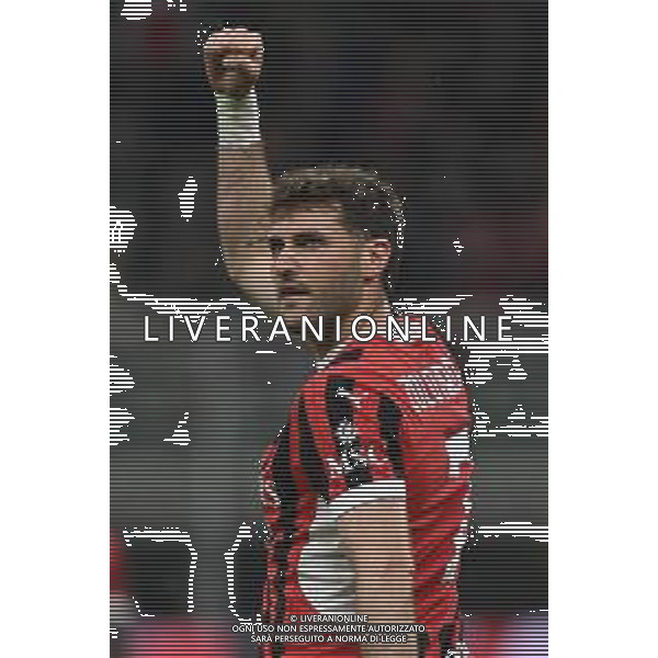 Milan vs Bologna nella foto Santiago Gimenez (Milan) esultanza dopo il gol del 3 a 1 Milano 09-05-2025 Stadio Giuseppe Meazza - San Siro Campionato Serie A Enilive - 36a giornata foto Roberto Garavaglia/Agenzia Aldo Liverani sas
