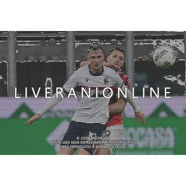 Milan vs Bologna nella foto Sam Beukema (Bologna) e dietro Luka Jovic (Milan) Milano 09-05-2025 Stadio Giuseppe Meazza - San Siro Campionato Serie A Enilive - 36a giornata foto Roberto Garavaglia/Agenzia Aldo Liverani sas