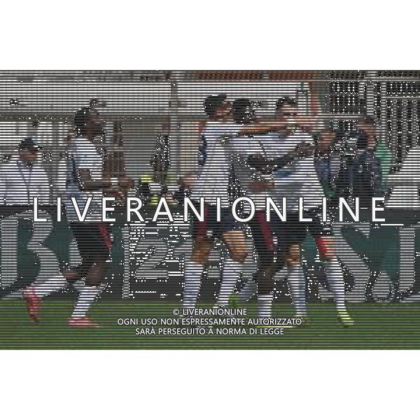 TVRG Como vs Cagliari nella foto giocatori Cagliari esultanza dopo il gol dell\'1 a 0 Como 10-05-2025 Stadio Giuseppe Sinigaglia Campionato Serie A Enilive - 36a giornata foto Roberto Garavaglia/Agenzia Aldo Liverani sas