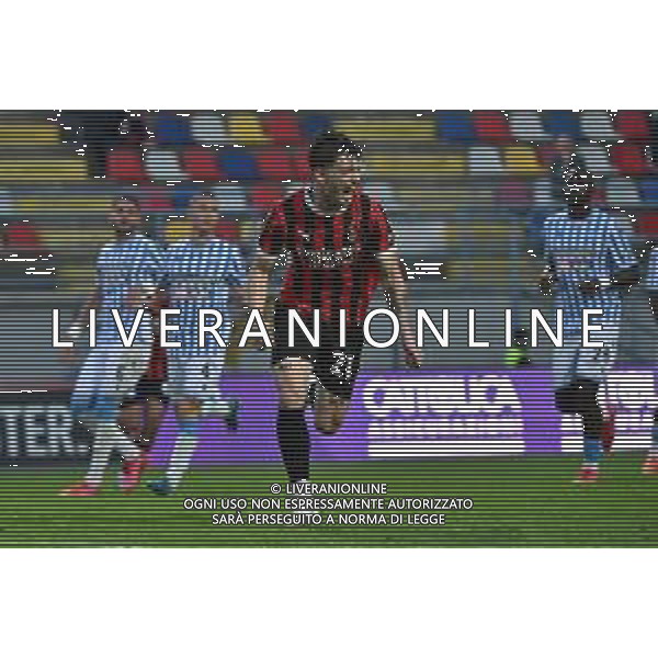 TVRG Milan Futuro vs Spal nella foto Mattia Sandri (Milan Futuro) esultanza dopo il gol dell\'1 a 0 Solbiate Arno (VA) 10-05-2025 Stadio Felice Chinetti Campionato Serie C girone B - playout gara di andata foto Roberto Garavaglia/Agenzia Aldo Liverani sas