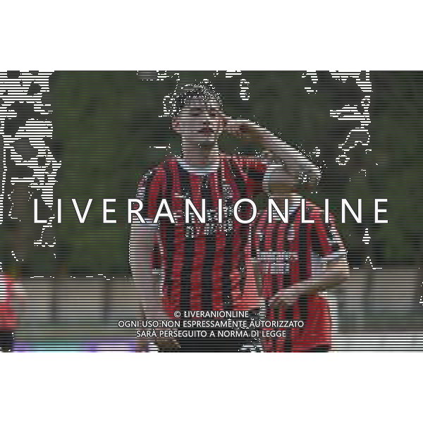 TVRG Milan Futuro vs Spal nella foto Mattia Sandri (Milan Futuro) esultanza dopo il gol dell\'1 a 0 Solbiate Arno (VA) 10-05-2025 Stadio Felice Chinetti Campionato Serie C girone B - playout gara di andata foto Roberto Garavaglia/Agenzia Aldo Liverani sas
