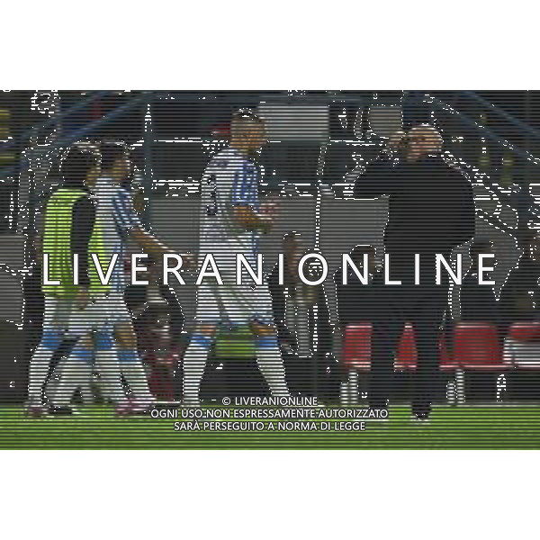 TVRG Milan Futuro vs Spal nella foto giocatori Spal a fine gara vanno subito negli spogliatoi evitando il confronto con i tifosi Solbiate Arno (VA) 10-05-2025 Stadio Felice Chinetti Campionato Serie C girone B - playout gara di andata foto Roberto Garavaglia/Agenzia Aldo Liverani sas