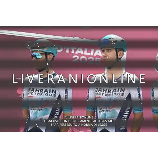11-05-2025 Giro D\'italia; Tappa 03 Vlore - Vlore; 2025, Bahrain - Victorious; Caruso, Damiano; Tiberi, Antonio; Vlore; ©SIROTTI - AGENZIA ALDO LIVERANI SAS