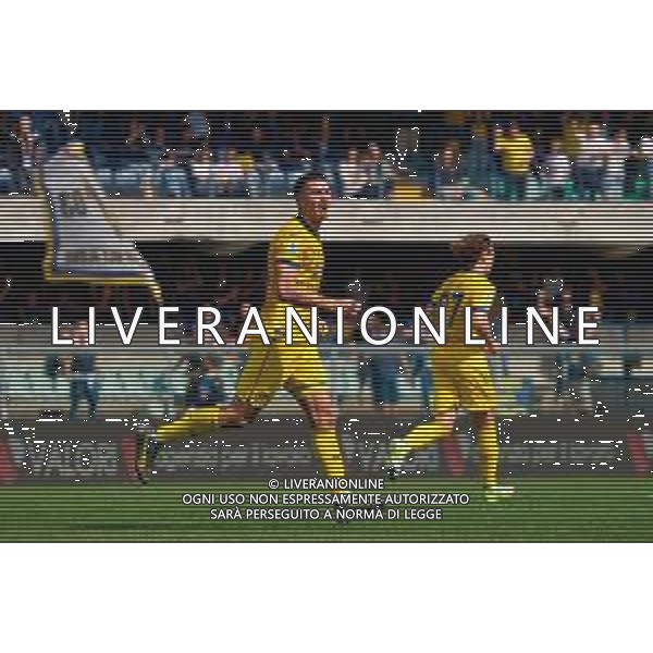 TVEM May 11, 2025 Verona, Italy - Hellas Verona vs US Lecce - Italian soccer serie A 2024/25 - Marcantonio Bentegodi Stadium. In the pic: Diego Coppola of Hellas Verona celebrates after scoring a goal foto emmanuele mastrodonato-ag aldo liverani sas