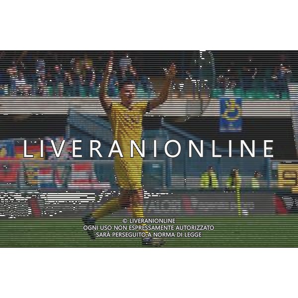 TVEM May 11, 2025 Verona, Italy - Hellas Verona vs US Lecce - Italian soccer serie A 2024/25 - Marcantonio Bentegodi Stadium. In the pic: Diego Coppola of Hellas Verona celebrates after scoring a goal foto emmanuele mastrodonato-ag aldo liverani sas