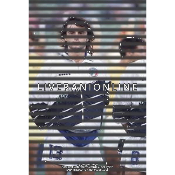 DIAP-RETROSPETTIVA GIUSEPPE GIANNINI CALCIATORE NELLA FOTO GIUSEPPE GIANNINI CON LA MAGLIA DELLA NAZIONALE ITALIANA AG ALDO LIVERANI SAS