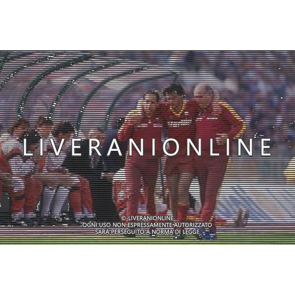 DIAP-RETROSPETTIVA GIUSEPPE GIANNINI CALCIATORE NELLA FOTO GIUSEPPE GIANNINI CON LA MAGLIA DELLA ROMA CALCIO AG ALDO LIVERANI SAS