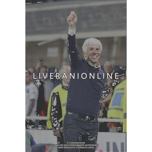 Gian Piero Gasperini Head Coach of Atalanta BC celebrate the victory at the end of Atalanta BC vs AS Roma, 36° Serie A Enilive 2024-25 game at Gewiss stadium in Bergamo (BG), Italy, on May 12, 2025. (Photo by Davide Casentini)- AGENZIA ALDO LIVERANI SAS