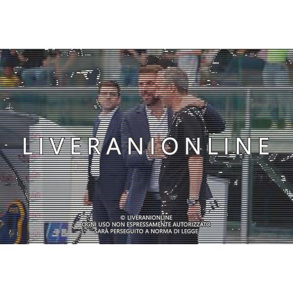 TVEM May 11, 2025 Verona, Italy - Hellas Verona vs US Lecce - Italian soccer serie A 2024/25 - Marcantonio Bentegodi Stadium. . In the pic: coach Paolo Zanetti of Hellas Verona and coach Marco Giampaolo of US Lecce ©TVEM Emmanuele Mastrodonato - AGENZIA ALDO LIVERANI SAS