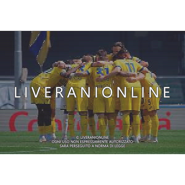 TVEM May 11, 2025 Verona, Italy - Hellas Verona vs US Lecce - Italian soccer serie A 2024/25 - Marcantonio Bentegodi Stadium. In the pic: The Hellas Verona players hug each other ©TVEM Emmanuele Mastrodonato - AGENZIA ALDO LIVERANI SAS