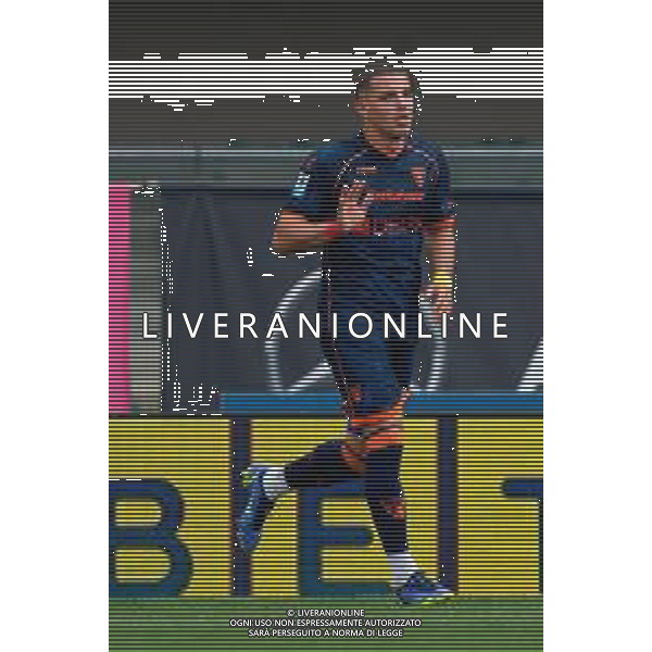 TVEM May 11, 2025 Verona, Italy - Hellas Verona vs US Lecce - Italian soccer serie A 2024/25 - Marcantonio Bentegodi Stadium. In the pic: Nikola Krstovic of US Lecce celebrates after scoring a goal ©TVEM Emmanuele Mastrodonato - AGENZIA ALDO LIVERANI SAS