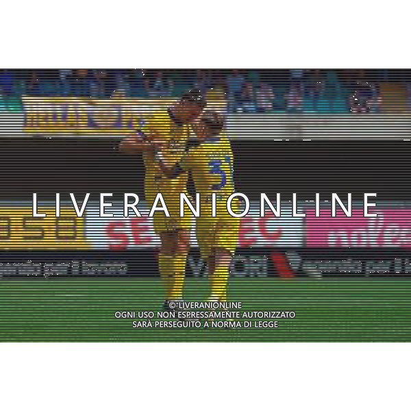 TVEM May 11, 2025 Verona, Italy - Hellas Verona vs US Lecce - Italian soccer serie A 2024/25 - Marcantonio Bentegodi Stadium. In the pic: Diego Coppola of Hellas Verona celebrates after scoring a goal with Tomas Suslov of Hellas Verona ©TVEM Emmanuele Mastrodonato - AGENZIA ALDO LIVERANI SAS