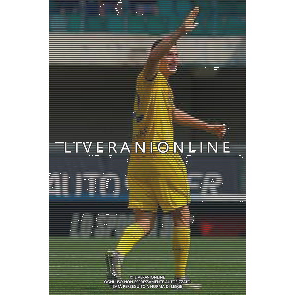 TVEM May 11, 2025 Verona, Italy - Hellas Verona vs US Lecce - Italian soccer serie A 2024/25 - Marcantonio Bentegodi Stadium. In the pic: Diego Coppola of Hellas Verona celebrates after scoring a goal ©TVEM Emmanuele Mastrodonato - AGENZIA ALDO LIVERANI SAS