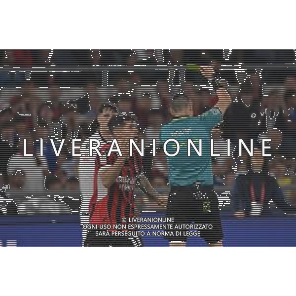 TVRG Milan vs Bologna nella foto Christian Mate Pulisic (Milan) ammonito per proteste Roma 14-05-2025 Stadio Olimpico finale Coppa Italia Frecciarossa foto Roberto Garavaglia/Agenzia Aldo Liverani sas