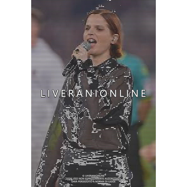 Milan vs Bologna Coppa Italia Frecciarossa - Finale Stadio Olimpico - Roma 14-05-2025 nella foto Chiara Galiazzo canta l’inno nazionale ©FEDERICO GAETANO - AGENZIA ALDO LIVERANI SAS