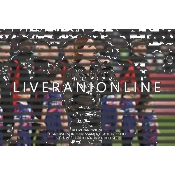 TVRG Milan vs Bologna nella foto Chiara Galiazzo canta l’Inno Nazionale prima della finale Roma 14-05-2025 Stadio Olimpico finale Coppa Italia Frecciarossa foto Roberto Garavaglia/Agenzia Aldo Liverani sas
