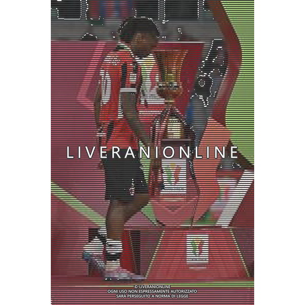TVRG Milan vs Bologna nella foto Rafael Leao (Milan) durante la premiazione Roma 14-05-2025 Stadio Olimpico finale Coppa Italia Frecciarossa foto Roberto Garavaglia/Agenzia Aldo Liverani sas