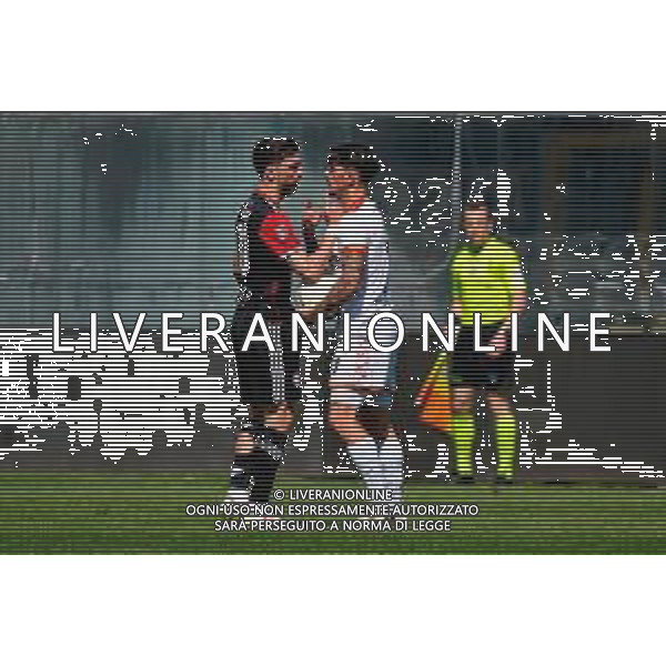 TVEM May 17, 2025 Foggia, Italy - Foggia vs ACR Messina - Italian soccer serie C 2024/25 - Pino Zaccheria Stadium. In the pic: Antonio Gala of Foggia and Damiano Lia of ACR Messina foto emmanuele mastrodonato-ag aldo liverani sas