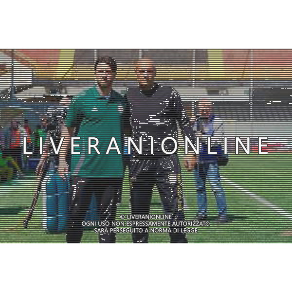 TVEM May 17, 2025 Foggia, Italy - Foggia vs ACR Messina - Italian soccer serie C 2024/25 - Pino Zaccheria Stadium. In the pic: coach Antonio Gentile of Foggia and coach Antonio Gatto of ACR Messina FOTO EMMANUELE MASTRODONATO-AG ALDO LIVERANI SAS
