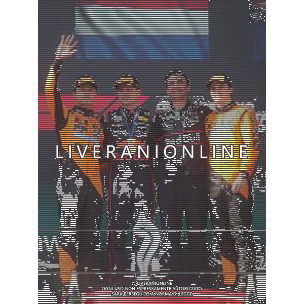 IMOLA 18 05 2025 IMOLA DOMENICA AUTODROMO ENZO E DINO FERRARI DOMENICA FORMULA 1 GRAN PREMIO DEL MADE IN ITALY E DELL\'EMILIA ROMAGNA NELLA FOTO PODIO DA SX TERZO POSTO LANDO NORRIS MCLAREN, VINCITORE MAX VERSTAPPEN RED BULL E SECONDO POSTO OSCAR PIASTRI MCLAREN ©SANNA - AGENZIA ALDO LIVERANI SAS