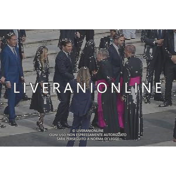 ROMA - 18 Maggio 2025 Celebrazione Eucaristica per l’inizio del Ministero Petrino del Vescovo di Roma Leone XIV Nella Foto: JD Vance Vicepresidente degli Stati Uniti d’America con la moglie Usha Vance e dietro Marco Rubio con la moglie Jeanette Dousdebes Rubio Andrea Bracaglia- AGENZIA ALDO LIVERANI SAS